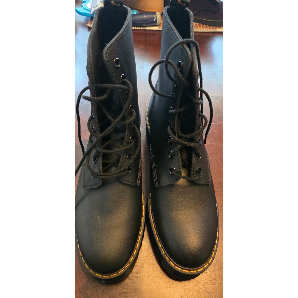 Dr Martens Sanguine Shriver Hi Black Leather 8 Eye Platform Boots Womens 9 US L